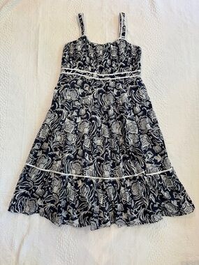 Talbots Sleeveless Dress Women’s 12P Petite Navy White